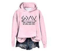 Felpa con cappuccio da donna con cappuccio, felpa con cappuccio, con scritta "God is Greater Than The Highs and Lows" per donna, a maniche lunghe, grafica, Colore: rosa., L