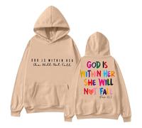Felpa con cappuccio da donna con cappuccio, felpa nel 2024, la felpa da donna con scritta "In God" sarà disponibile la felpa con cappuccio "Dio è nel suo cuore e lei non lo farà, cachi, S