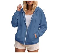 Felpa con cappuccio da donna con cerniera, cerniera in metallo, pratiche tasche laterali, piacevole tessuto soffice, spaziosa forma oversize, adatta per escursioni e incontri nel tempo libero