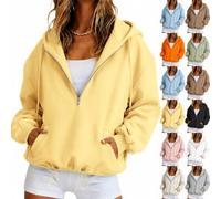 Felpa con cappuccio da donna con cerniera corta - 2026 Nuova giacca Mi Staison Chic Ete, Blu cielo., XL