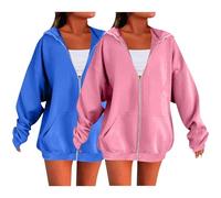 Felpa con cappuccio da donna con cerniera, extra calda, a maniche lunghe, da donna, primavera, autunno, inverno, giacca con cerniera completa, per scuola, autunno, inverno, felpe con tasche, V, M