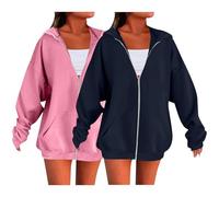 Felpa con cappuccio da donna con cerniera, extra calda, a maniche lunghe, da donna, primavera, autunno, inverno, giacca con cerniera completa, per scuola, autunno, inverno, felpe con tasche, Y, XXL
