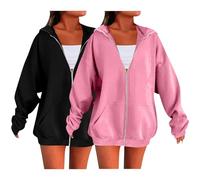 Felpa con cappuccio da donna con cerniera, extra calda, a maniche lunghe, da donna, primavera, autunno, inverno, giacca con cerniera completa, per scuola, autunno, inverno, felpe con tasche, J, M