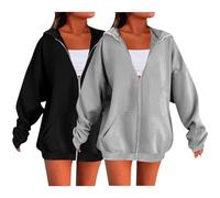 Felpa con cappuccio da donna con cerniera, extra calda, a maniche lunghe, da donna, primavera, autunno, inverno, giacca con cerniera completa, per scuola, autunno, inverno, felpe con tasche, G, S