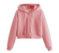 Felpa con cappuccio da donna con cerniera, extra calda e accogliente, oversize, con coulisse, per primavera, autunno, inverno, scuola, tunica vestiti, rosa, L