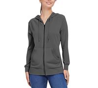 Felpa con cappuccio da donna con cerniera, leggera, casual, a maniche lunghe, tinta unita, con tasche
