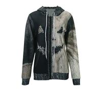 Felpa con cappuccio da donna con motivo spaventapasseri, con cappuccio e stampa 3D, per feste in costume, Stil_f01 grigio, 4XL