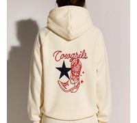 Felpa con cappuccio da donna con ricamo a motivo a lettere, maniche aperte e tasche, felpa con cappuccio da donna, felpa con cappuccio beige, felpa con cappuccio a motivi, felpa da donna, felpa con ca