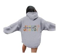 Felpa con cappuccio da donna con scritta "Christian Jesus Saved My Life" con grafica estetica con cappuccio autunnale morbido pullover Pray The Lord Pullover con cappuccio per adolescenti casual alla