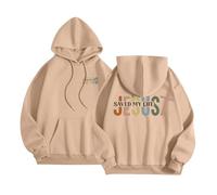 Felpa con cappuccio da donna con scritta "Christian Jesus Saved My Life" con grafica estetica con cappuccio autunnale morbido pullover Pray The Lord Pullover con cappuccio per adolescenti casual alla
