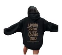 Felpa con cappuccio da donna con scritta "Gesù vivente Proof of A Loving God", in cotone, estiva, casual, cristiana, leggera, pullover con cappuccio, per adolescenti, con grafica da spiaggia, Y2K