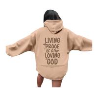Felpa con cappuccio da donna con scritta "Gesù vivente Proof of A Loving God", in cotone, estiva, casual, cristiana, leggera, pullover con cappuccio, per adolescenti, con grafica da spiaggia, Y2K