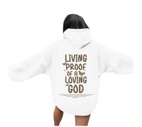 Felpa con cappuccio da donna con scritta "Gesù vivente Proof of A Loving God", in cotone, estiva, casual, cristiana, leggera, pullover con cappuccio, per adolescenti, con grafica da spiaggia, Y2K