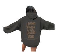 Felpa con cappuccio da donna con scritta "Gesù vivente Proof of A Loving God", in cotone, estiva, casual, cristiana, leggera, pullover con cappuccio, per adolescenti, con grafica da spiaggia, Y2K