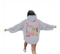 Felpa con cappuccio da donna con scritta "I Will Praise Him In Every Season Beach Comfort, tinta unita, stile cristiano, con stampa Gesù, casual, a maniche lunghe, con cappuccio, carino, Grigio, L