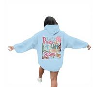 Felpa con cappuccio da donna con scritta "I Will Praise Him In Every Season Beach Comfort, tinta unita, stile cristiano, con stampa Gesù, casual, a maniche lunghe, con cappuccio, carino, Blu, L