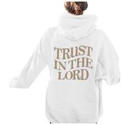 Felpa con cappuccio da donna con scritta in inglese "Trust In The Lord Beach Christian Graphic Fall Backwoods Hoods" con cappuccio abiti religiosi per adolescenti a maniche lunghe con disegni vestiti