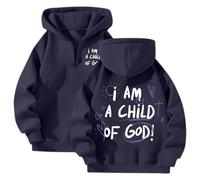 Felpa con cappuccio da donna con scritta in lingua inglese "Jesus I Am A Child of God", vestibilità ampia, con cerniera cristiana, con scritta in lingua inglese "Pray The Lord University", Y2K, con