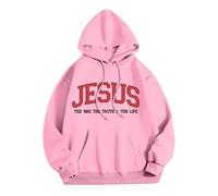 Felpa con cappuccio da donna con scritta in lingua inglese "Jesus The Way The Truth and The Life Workou" gotica con cappuccio, vestibilità ampia, personalizzata, per adolescenti, cristiani, estivi