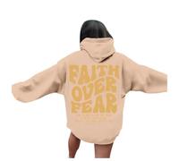Felpa con cappuccio da donna con scritta "Jesus Faith Over Fear" con grafica cristiana Y2K estetica Trust In The Lord Felpe per adolescenti a maniche lunghe casual alla moda top da donna Pray The Lord