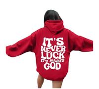 Felpa con cappuccio da donna con scritta "Jesus It's Never It's Always God", a maniche lunghe, con scritta in lingua inglese "Christian", morbida, con cappuccio, per adolescenti, girocollo