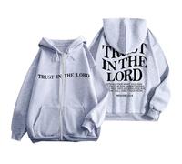 Felpa con cappuccio da donna con scritta "Trust In The Lord" e scritta in inglese "Jesus Trust In The Lord" e cerniera foderata in pile Christian Y2K Essential con cappuccio I Love Jesus Pullover con