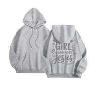 Felpa con cappuccio da donna con stampa di Gesù sul retro Felpe con cappuccio da donna, casual, maglione oversize, felpe per autunno e inverno, calde, maglioni, gilet e felpe leggere traspiranti con