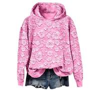 Felpa con cappuccio da donna con stampa floreale 3D, per autunno, Colore: rosa., XL