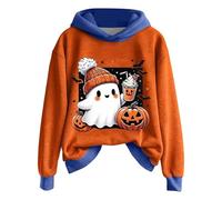 Felpa con cappuccio da donna con stampa grafica di Halloween - Accogliente pullover foderato in pile, felpa casual a maniche lunghe, spettrale per lo streetwear stagionale pullover a maniche lunghe