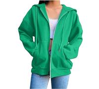 Felpa con cappuccio da donna con stampa oversize, in cotone, giacca da donna per le mezze stagioni, maglione elegante con tasche, comoda felpa in pile, per autunno e inverno, tinta unita, a maniche