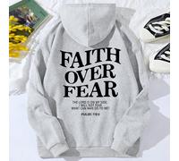 Felpa con cappuccio da donna con stampa slogan FEDE OLTRE LA PAURA, top a maniche lunghe per laurea, ritorno a scuola, laurea, insegnante per donna, felpa pullover autunnale per il ritorno a scuola L,