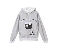 Felpa con cappuccio da donna con tasca per gatti e cani da compagnia, cappotto, tasca grande, felpa con cappuccio a maniche lunghe (colore: grigio chiaro, taglia: L)