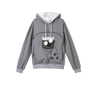 Felpa con cappuccio da donna con tasca per gatti e cani da compagnia, cappotto, tasca grande, felpa con cappuccio a maniche lunghe (colore: grigio, taglia: L)