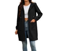Felpa con cappuccio da donna con zip da donna in pile sottile di media lunghezza giacca con cappuccio primavera autunno inverno casual felpe con cappuccio con coulisse cappotto lungo per il tempo