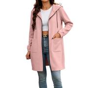 Felpa con cappuccio da donna con zip da donna in pile sottile di media lunghezza giacca con cappuccio primavera autunno inverno casual felpe con cappuccio con coulisse cappotto lungo per il tempo
