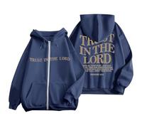 Felpa con cappuccio da donna cristiana Trust In The Lord gotica con coulisse grafica Gesù alla moda country con cappuccio abiti religiosi per adolescenti con cerniera foderata in pile abbigliamento