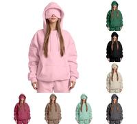 Felpa con cappuccio da donna e bambini, con cappuccio, in cotone, per il tempo libero, per lo sport, a maniche lunghe, con tasca, oversize, per autunno e inverno, Pk, S
