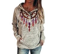 Felpa con Cappuccio da Donna Felpa con Stampa Animale Gufo Felpa con Cappuccio Modello Wolf Pullover a Maniche Lunghe Casual Sciolto con Tasca con Cappuccio Top