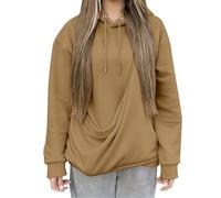 Felpa con cappuccio da donna, gatto, invernale, calda, alla moda, traspiranti, tasca canguro per indossare un gatto con cappuccio tasca canguro con cappuccio top da donna economici 2025, marrone, M