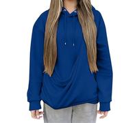 Felpa con cappuccio da donna, gatto, invernale, calda, alla moda, traspiranti, tasca canguro per indossare un gatto con cappuccio tasca canguro con cappuccio top da donna economici 2025, blu, XXL