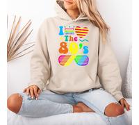 Felpa con cappuccio da donna I Love The 80s retrò anni 80 pullover grafico