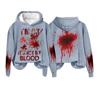 Felpa con cappuccio da donna I'm OK Not Mu Blood Bloody Halloween camicie di Halloween, Grigio, XL