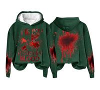 Felpa con cappuccio da donna I'm OK Not Mu Blood Bloody Halloween camicie di Halloween, Verde, M