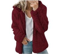 Felpa con cappuccio da donna in pile Sherpa foderata con zip intera invernale calda felpa con cappuccio soffice maglione con cappuccio cappotto cappotto cardigan da donna con cappuccio, #15 Vino, S