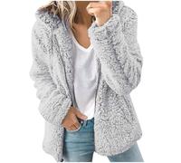 Felpa con cappuccio da donna in pile Sherpa foderata con zip intera invernale calda felpa con cappuccio soffice maglione con cappuccio cappotto cappotto cardigan da donna con cappuccio, #02 Grigio, S