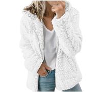 Felpa Con Cappuccio da Donna in Pile Sherpa Foderata Con Zip Intera Invernale Calda Soffice Maglione Cappotto Cardigan, #16 Bianco, S