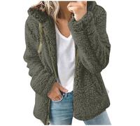 Felpa con Cappuccio da Donna in Pile Sherpa Foderata con Zip Intera Invernale Calda Soffice Maglione Cardigan, #03 Verde