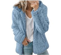 Felpa Con Cappuccio da Donna in Pile Sherpa Foderata Con Zip Intera Invernale Calda Soffice Maglione Cappotto Cardigan, #12 Azzurro, S
