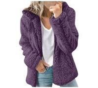 Felpa Con Cappuccio da Donna in Pile Sherpa Foderata Con Zip Intera Invernale Calda Soffice Maglione Cardigan, Viola, S