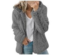 Felpa con Cappuccio da Donna in Pile Sherpa Foderata con Zip Intera Invernale Calda Soffice Maglione Cardigan, Grigio Scuro
